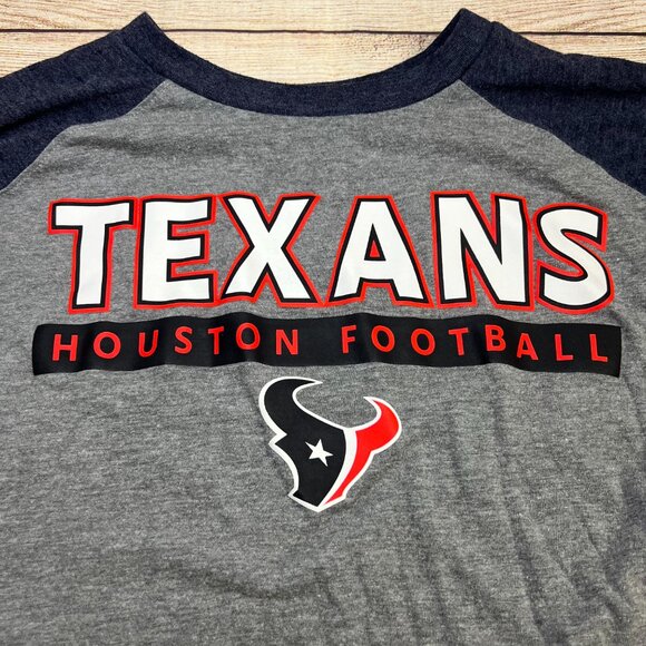 Houston Texans NFL Raglan Long‎ Sleeve T-Shirt Men's XL Gray Navy Fanatics - Picture 4 of 6